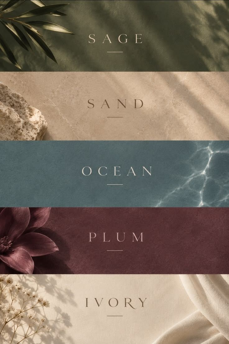Sage, sand, ocean, plum and ivory colour sheet